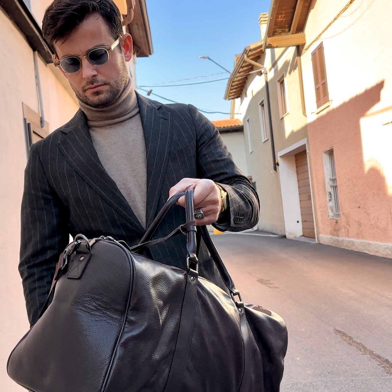 Antar Leather Weekender Duffle Bag
